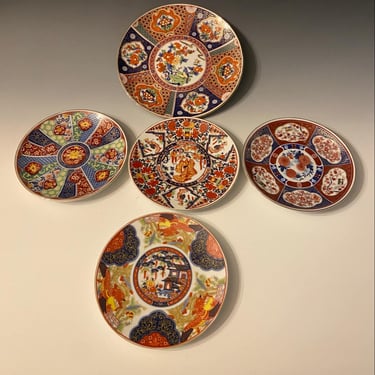 Set of 5 Japanese Hand-Painted Porcelain Plates, Decorative use Only- Wall Hangings 