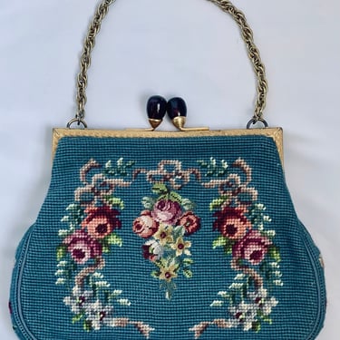 Beautiful Stone Blue Tapestry Handbag 
