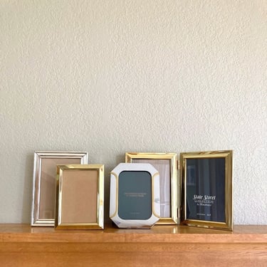 vintage photo frame collection - lacquered brass and silver for 3.5 x 5 and 5 x 7 