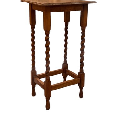 Free Shipping within Continental US - Antique English Barley Twist  Oak Wood Accent End Table Stand UK Import 