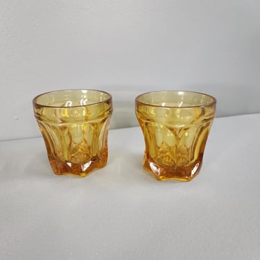 Set of 2 Anchor Hocking Fairfield Amber Drinking Glasses 