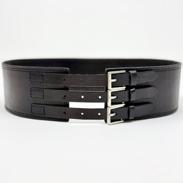 Black Wide Tri-Buckle Belt