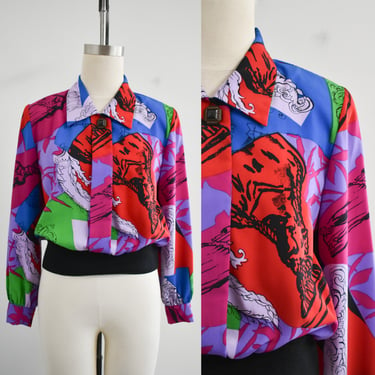 1980s Multi-Color Printed Blouse 