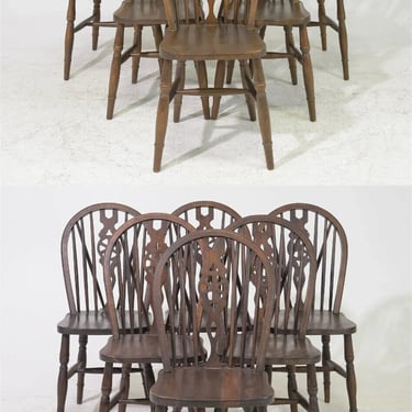 Antique Chairs, Set of Twelve, Wagon Wheel Back, Oak, Arm and Side, C. 1920's!
