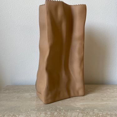 Tapio Wirkkala Large Brown Paper Bag Porcelain Vase by Rosenthal in Germany