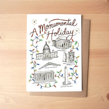 Monumental Holiday Watercolor Greeting Card + Envelope