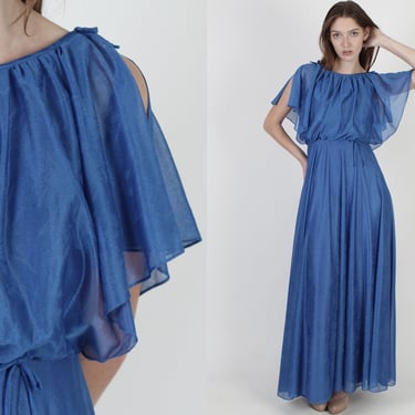 Grecian Goddess Long Split Sleeve Toga Party Maxi Dress 