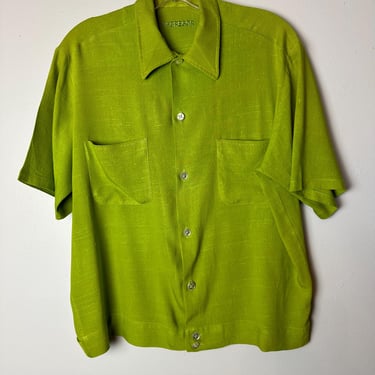 1960’s Mc Gregor  Men’s shirt~ 60’s mod style Rockabilly bright Green short sleeves~ retro/ Size medium 