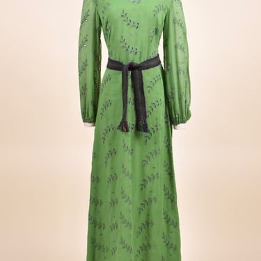 Green Eyelet Gauze Maxi Dress By R&amp;K Originals, S/M