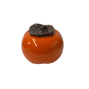 Chinese Orange Ceramic Small Persimmon Shape Display Lid Container ws3580E 