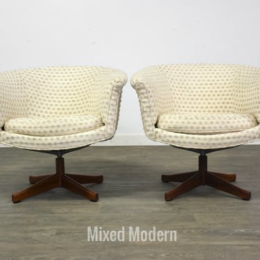 Beige Mid Century Lounge Chairs - A Pair 