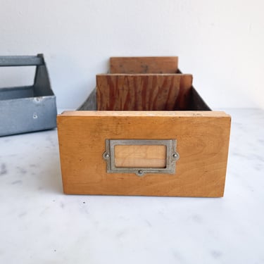 Vintage Long Drawer Metal and Wood General Store Drawer Open Display Box Cards Desktop Storage Retail Industrial Wood Box Open Storage 