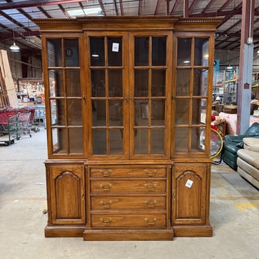 Century Furniture Large Breakfront China Cabinet with Lighting and Glass Shelving
