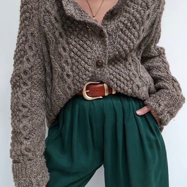 Vintage Handknit Irish Wool Cardigan