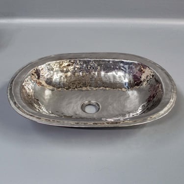 Contemporary Oval Hammered Stainless Steel Sink