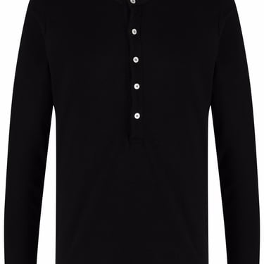 Tom Ford Men Henley-Neck Long-Sleeved Jersey T-Shirt