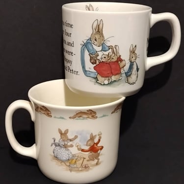 Vintage Royal Doulton Bunnykins & Wedgwood England Petter Rabbit Fine Bone China Nursery Cups Lot 