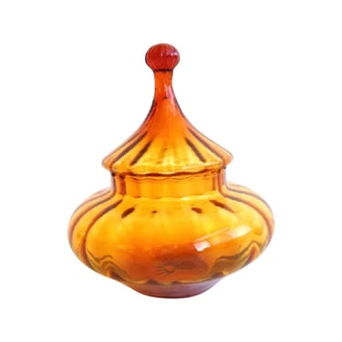 Mid Century Modern Empoli apothecary Jar Italian Retro Vintage amber glass 
