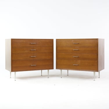 George Nelson for Herman Miller Mid Century Walnut 4 Drawer Dresser Chest - Pair - mcm 