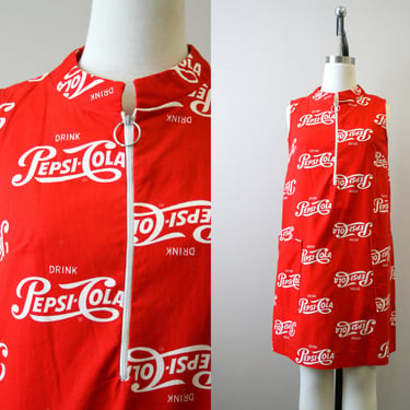 1960s Pepsi Printed Cotton Shift Dress 