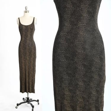 Vintage 90s alligator print bodycon maxi Dress 