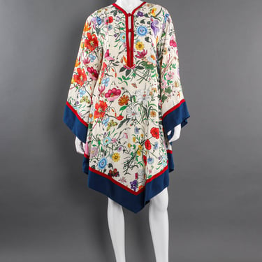 1980s Flora Linen Tunic Dress