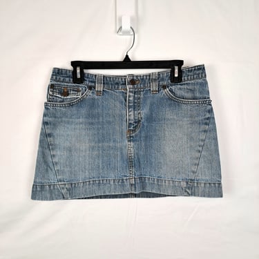 Vintage 2000s Low Rise Denim Mini Skirt by American Eagle, Size Medium 
