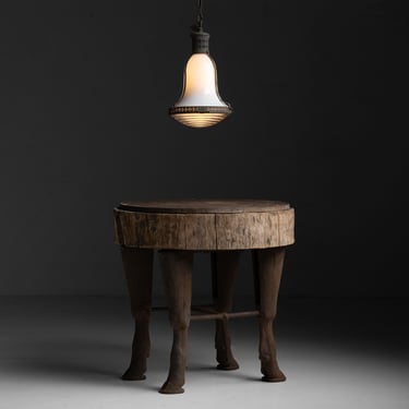 Bauhaus Pendant / Iron & Wood Side Table