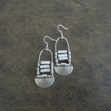 Lava rock and silver earrings, silver 