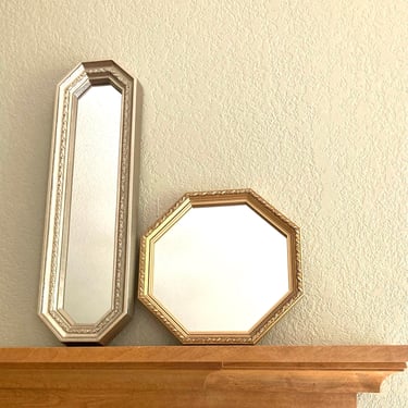 vintage octogonal mirror Choice gold or pewter frame 