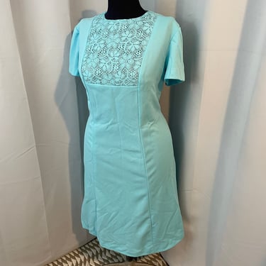 1960s vintage Dress Lace A line Teal Robin Egg Blue 2X PLUS 