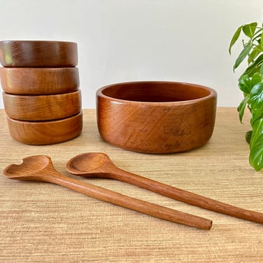 Vintage Himark Gourmet Kitchen Teak Salad Bowl Set - 7 Piece Set 