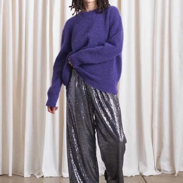 Ali Golden Oversized Mohair Pullover - Purple