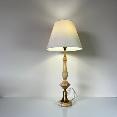 Vintage Italian Carved Alabaster Table Lamp 