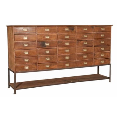 Teak Chest with Drawers and Iron Stand