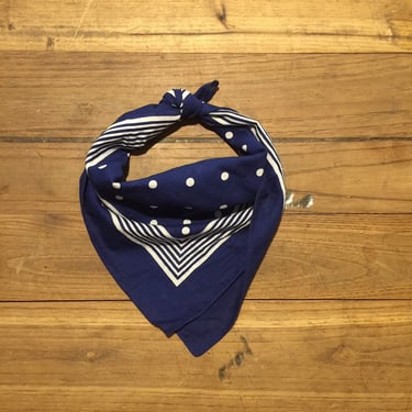 Vintage Dutch navy/white spotted bandana 19 inches broad. Deadstock,  washed until soft. 