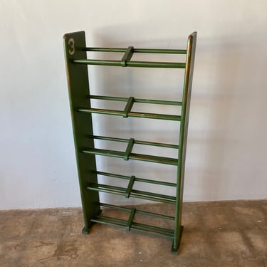 1940s Green Solid Wood Book / Shoe Rack