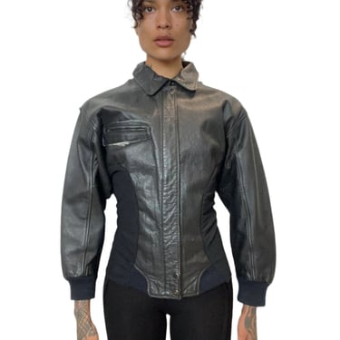 1/1 SMV PATCH JACKET IN BLACK LEATHER & MESH