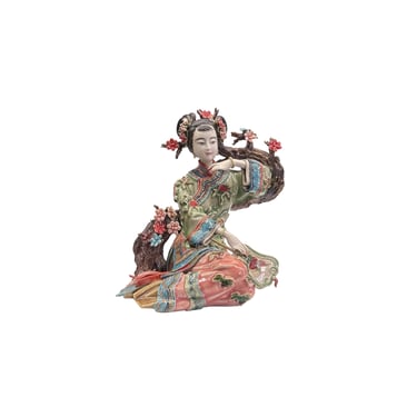 Chinese Porcelain Qing Style Dressing Blossom Tree Lady Figure ws4047E 