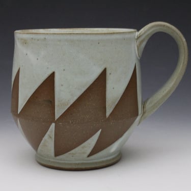 Mug - Matte Blue and Brown Triangles 