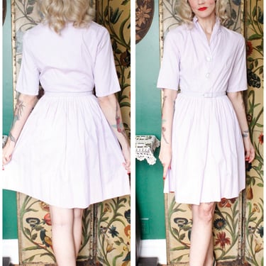 1950s Dress // Shirtwaist Classic Lilac Dress // vintage 50s dress 