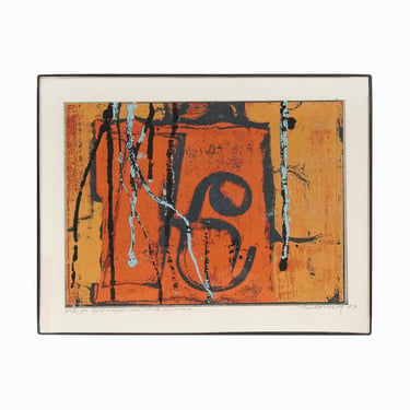 1953 Abstract Serigraph Print on Paper Abstract Vintage Mid Century Modern 