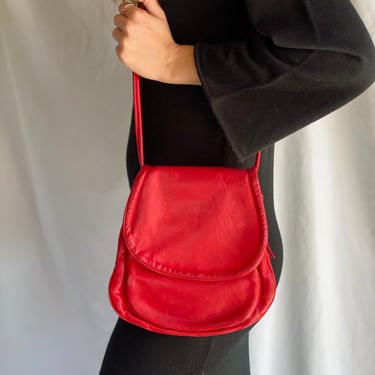 Vintage Red Leather Purse / Red eather Shoulder Bag / JWM Derr / Small Crossbody Shoulder Bag / Bend Oregon Made in the USA Handbag 