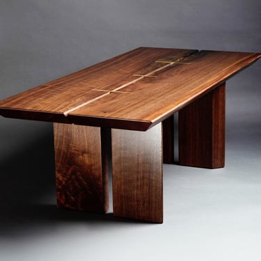 Musubu Solid Walnut and Brass Japanese-style Coffee Table 