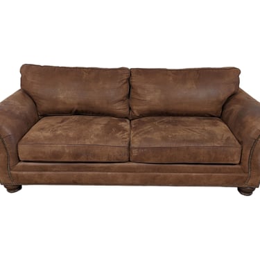 Brown Microsuede Studded Couch