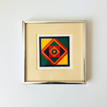 1970s Geometric Abstract Serigraph by L Cohe Titled "Tangential" 
