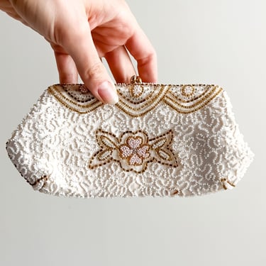 Stunning Needlepoint Beaded Floral Evening Clutch Wallet