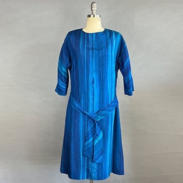 Rare Lloyd Kiva New Dress / Deceptively Simple 1960s Lloyd Kiva Hand Painted Silk Tunic Dress / 
