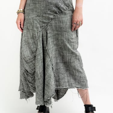 Herringbone Linen Godet Skirt