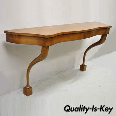 Italian Neoclassical Regency Cherry 2 Drawer Wall Mounted Console Hall Table (A)